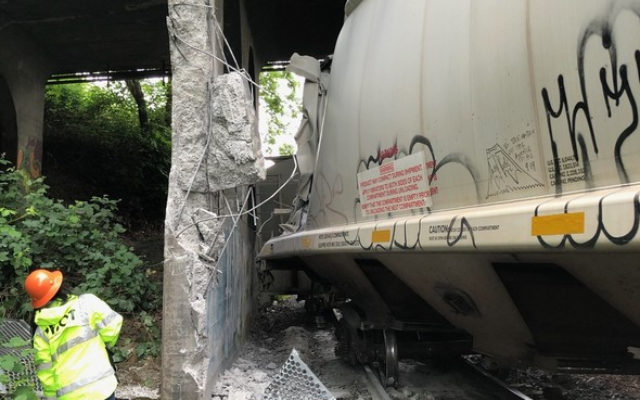 Train Derailment Damages Overpass on North Lombard