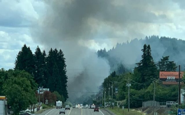 Mobile Home, Dumpster Fire Along Highway 30 In Scappoose