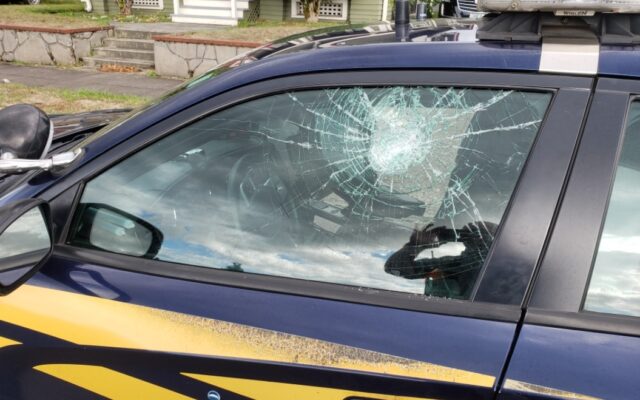 Rock Thrown Through Patrol Car Window During Traffic Stop