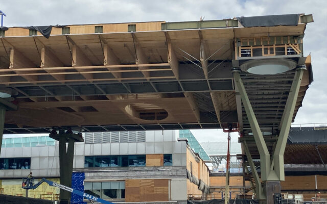 PDX Constructing Massive Nine Acre Wooden Roof